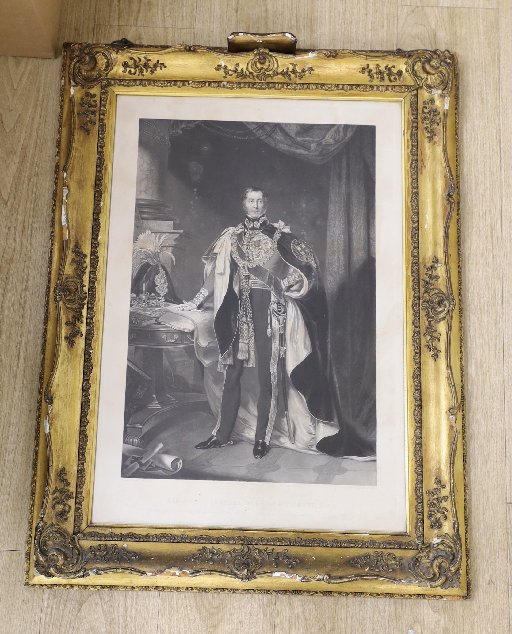 Belling after Samuel Lane, mezzotint, Portrait of the Duke of Richmond 1844, 72 x 49cm